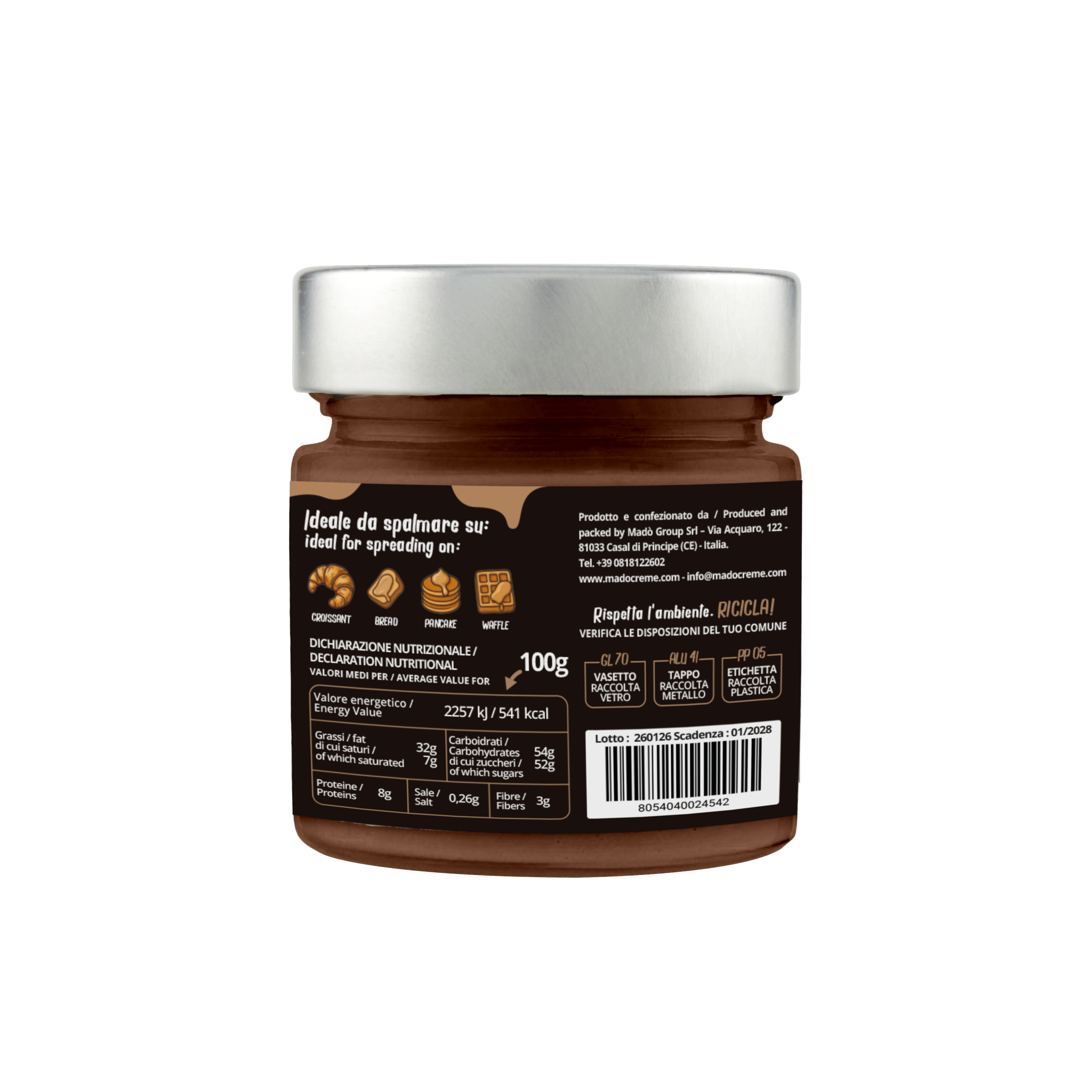 Crema spalmabile di Nocciole 13% - Madò Creme