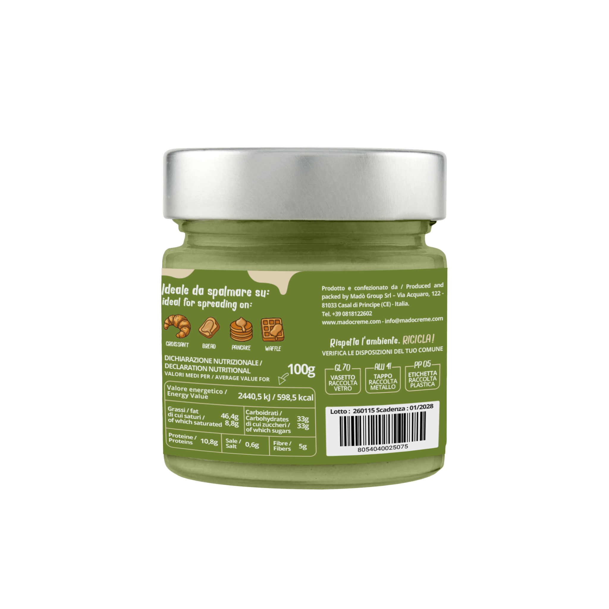 Crema spalmabile "Pistacchiello Crunchy 25%" - Madò Creme