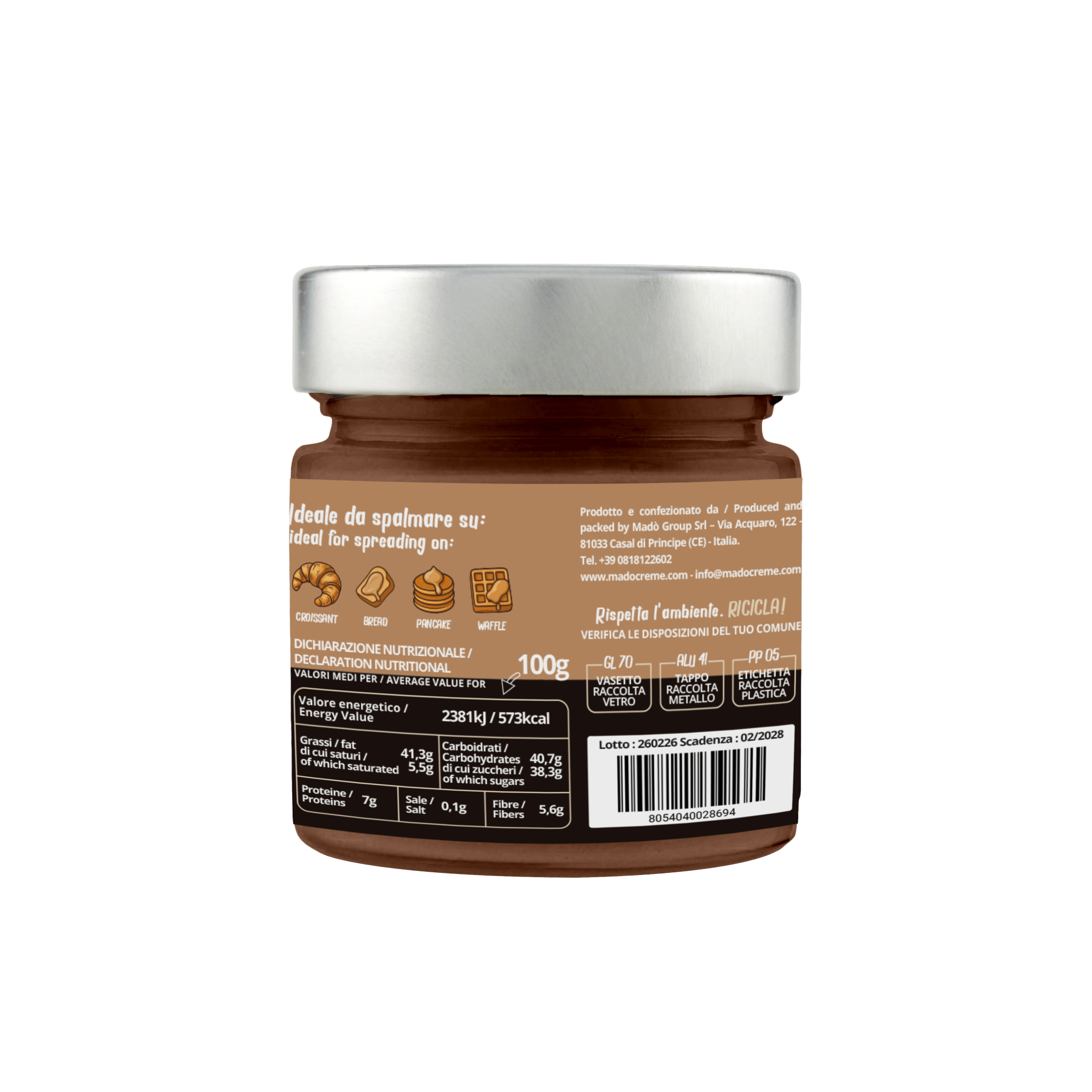 Crema spalmabile Vegana di Nocciole 20% - Madò Creme