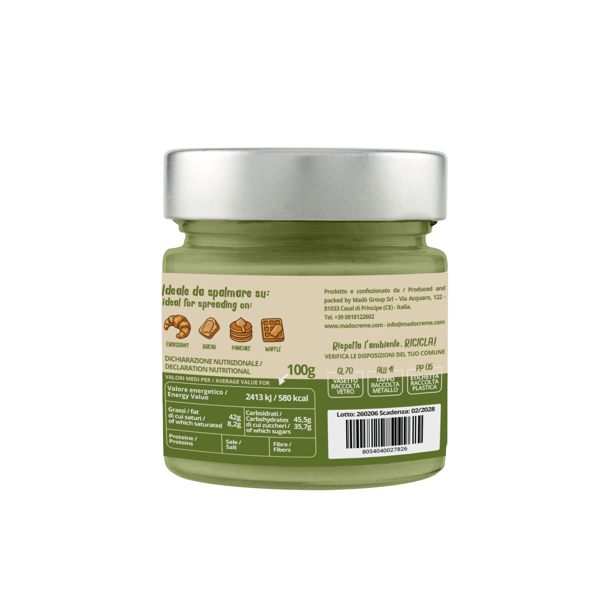 Crema spalmabile Vegana "Pistacchiello 35%" - Madò Creme