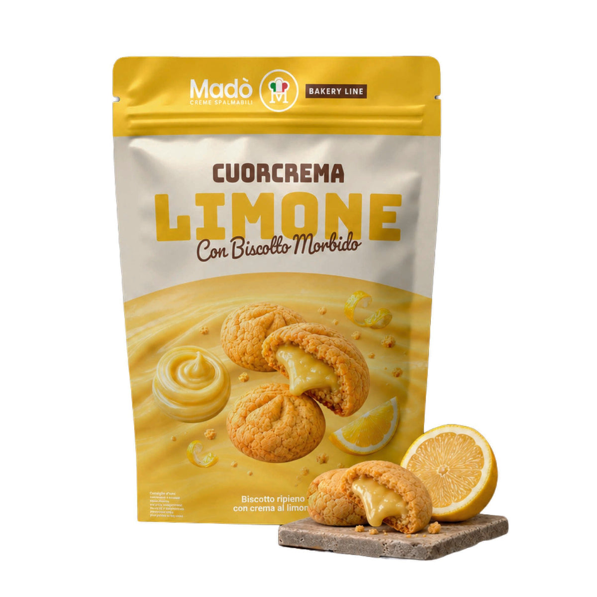 Cuorcrema Limone – Biscotti ripieni di crema al limone 250 g - Madò Creme