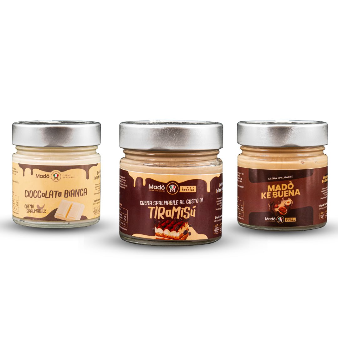 Peccato di gola - Box 3 gusti: Cioccolata Bianca + Tiramisù + Ke Buena - Madò Creme