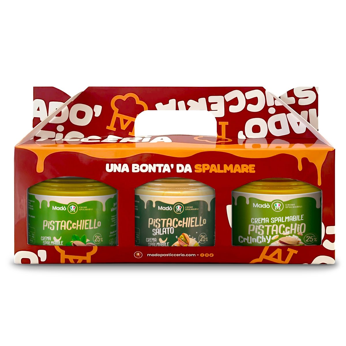 Pistacchio Lover - Box 3 gusti: Pistacchio 25% + Pistacchiello Salato 25% + Pistacchiello Crunchy 25% - Madò Creme