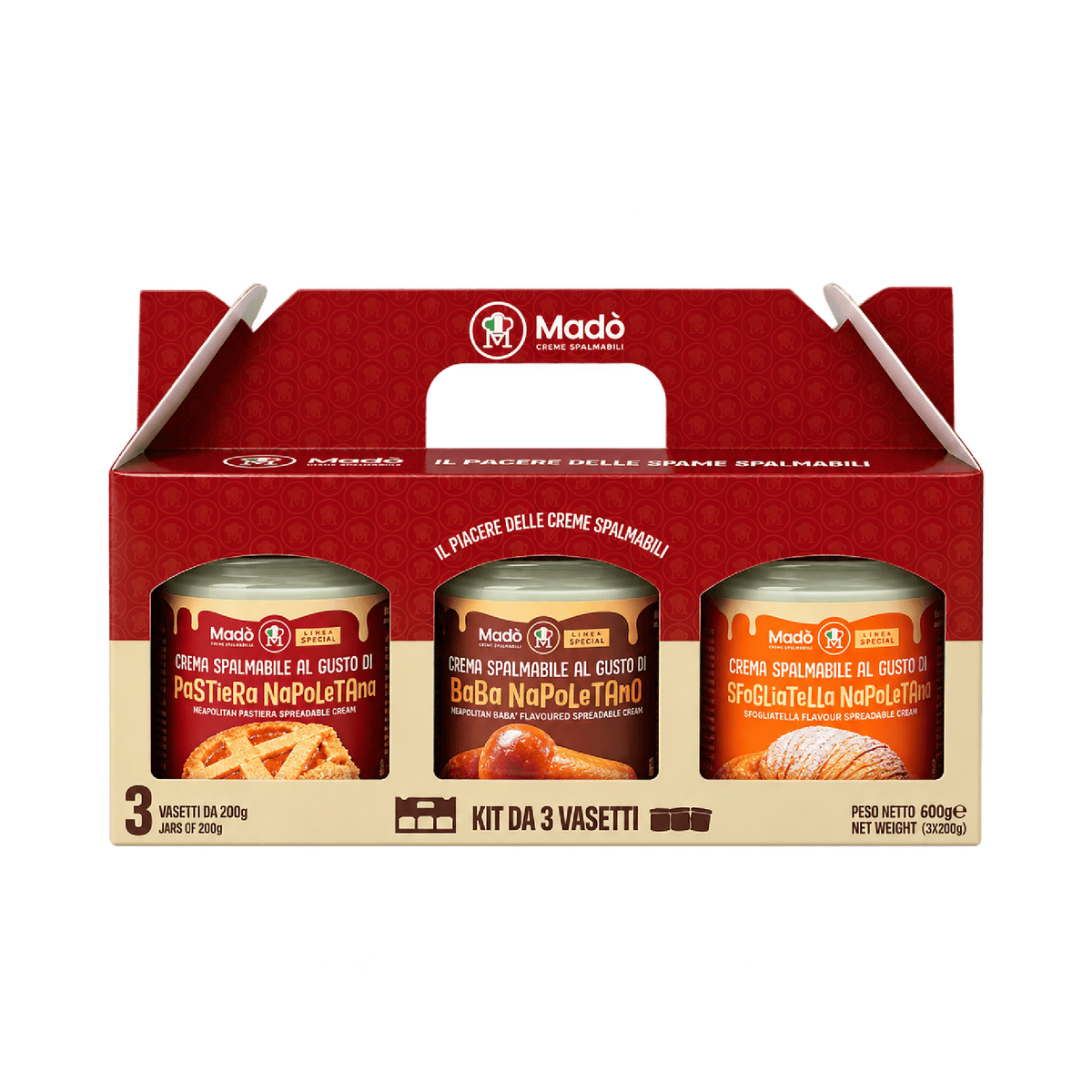 Box Napoli – Babà, Pastiera e Sfogliatella | 3 vasetti da 200 g - Madò Creme