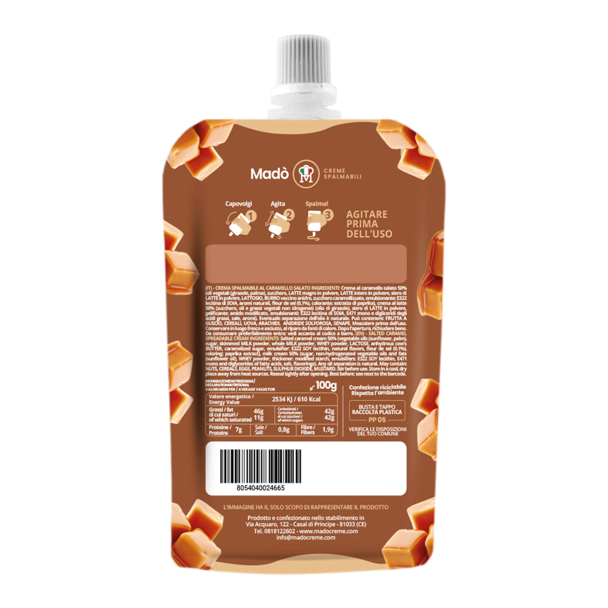 Bustina al gusto di Caramello salato 100gr - Madò Creme