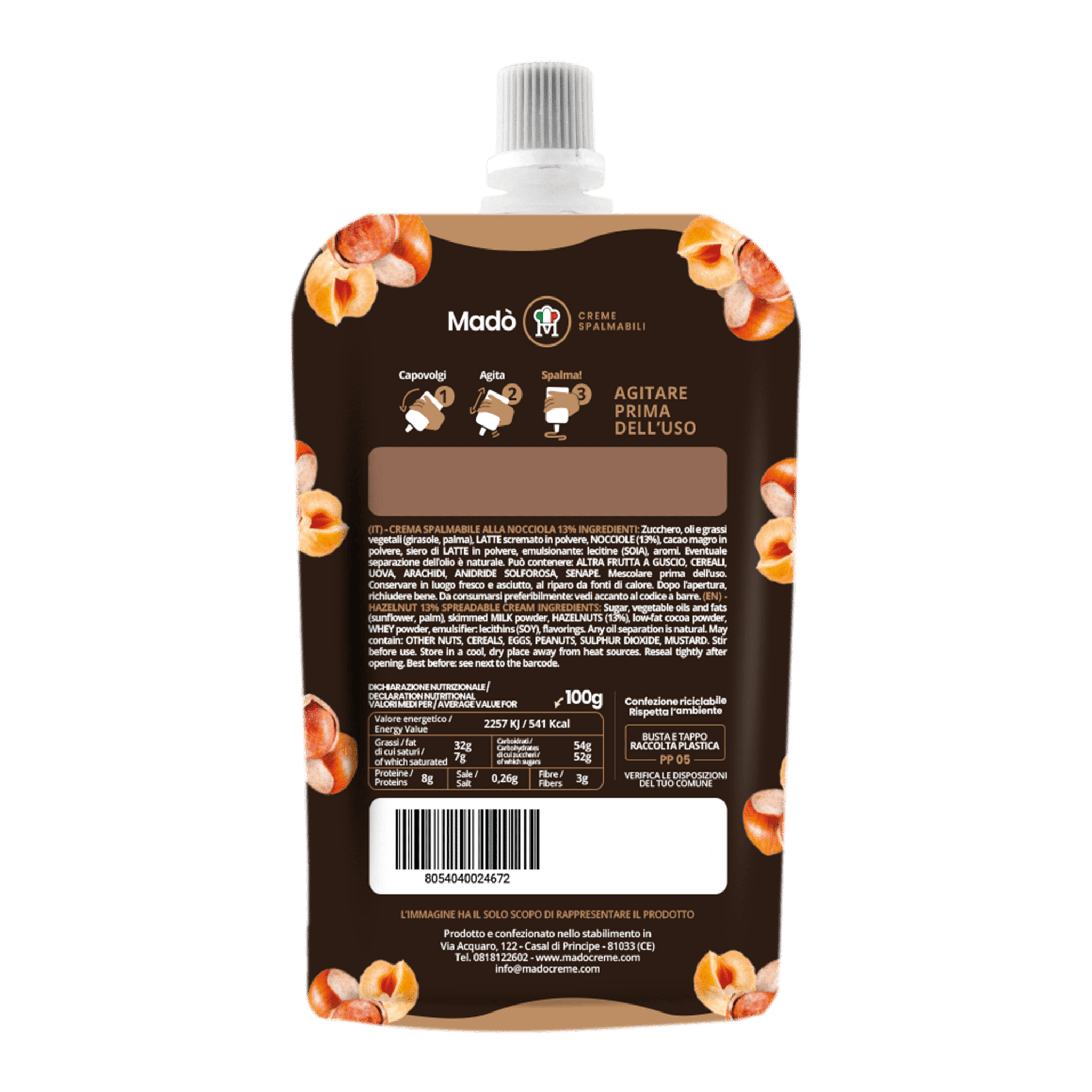 Bustina al gusto di Nocciola 13% 100g - Madò Creme