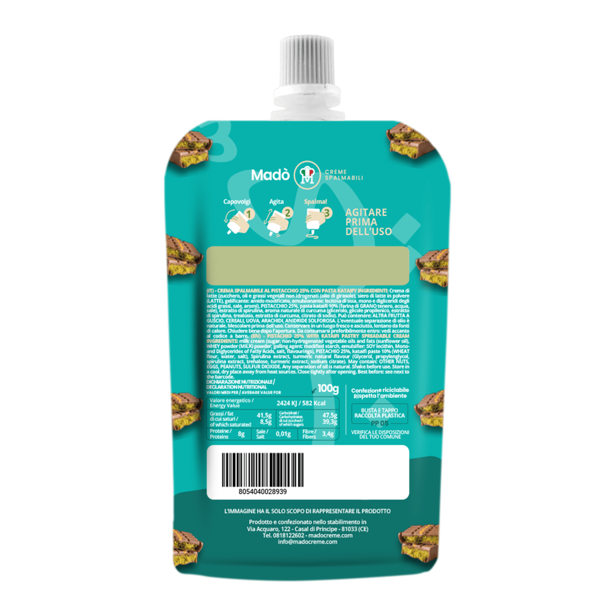 Bustina al gusto di Pistacchio Dubai 25% 100gr - Madò Creme