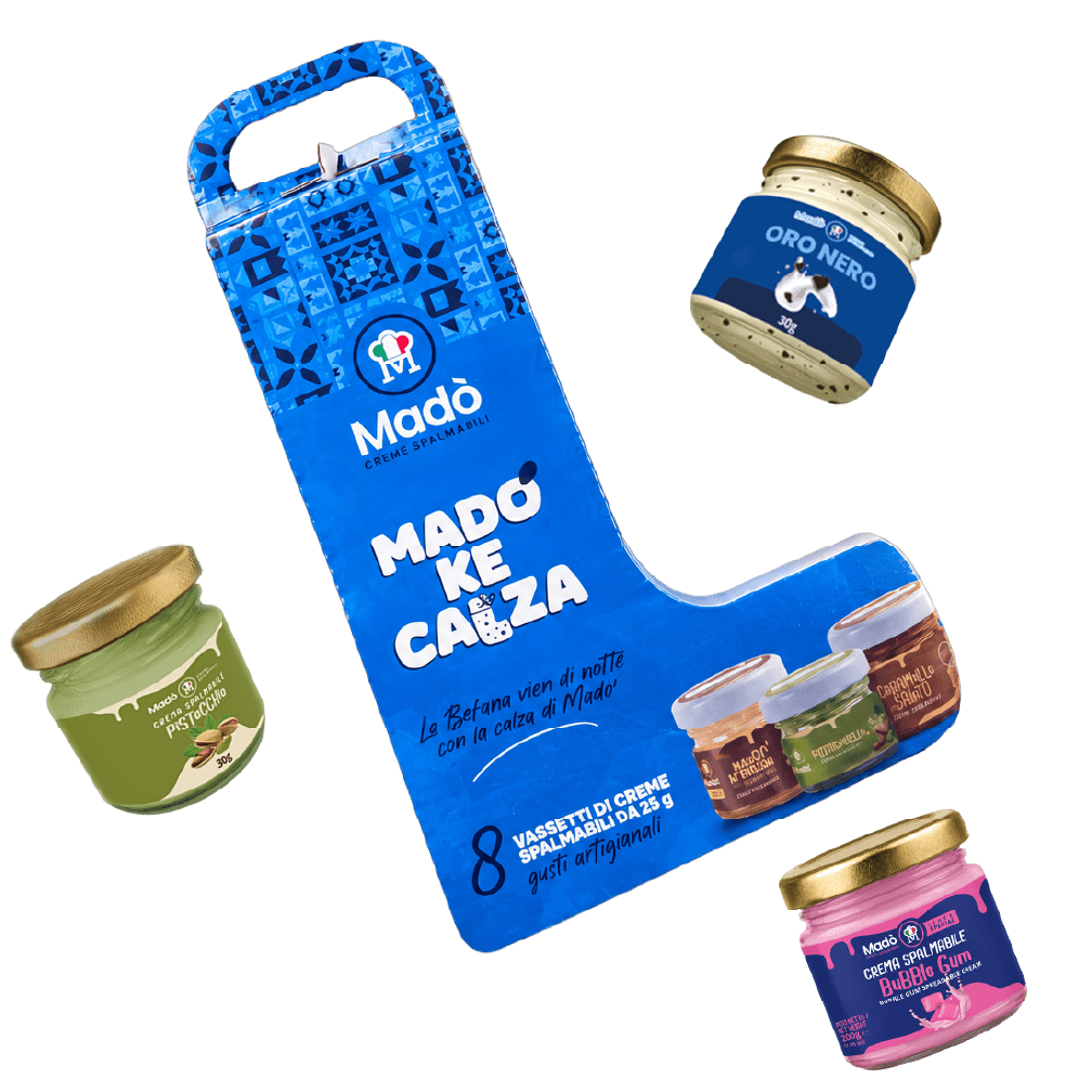Calza della Befana Madò – 8 Vasetti di Creme Spalmabili - Madò Creme