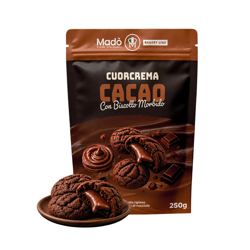 Cuorcrema Cacao – Biscotti ripieni di crema alla nocciola 250g - Madò Creme