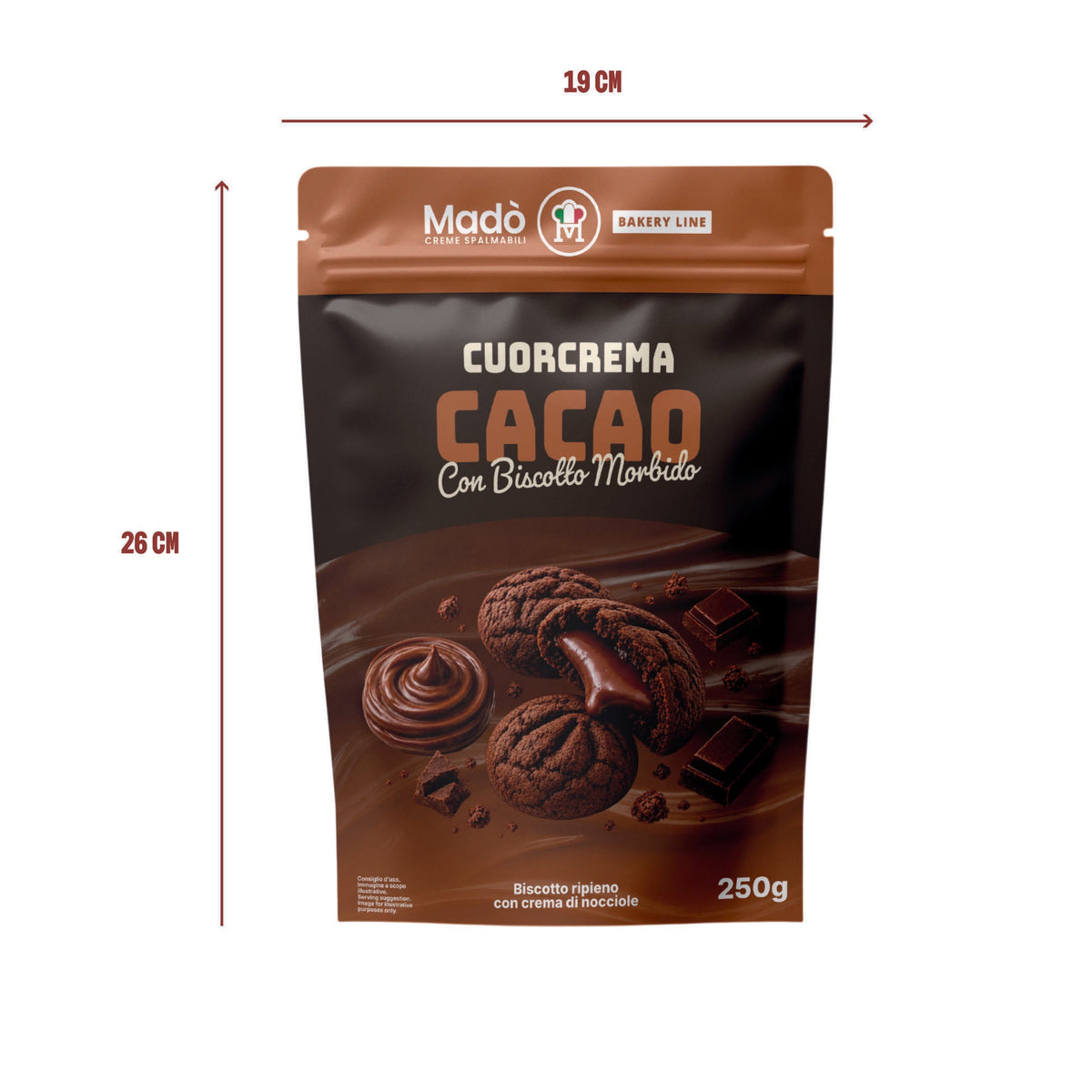 Cuorcrema Cacao – Biscotti ripieni di crema alla nocciola 250g - Madò Creme