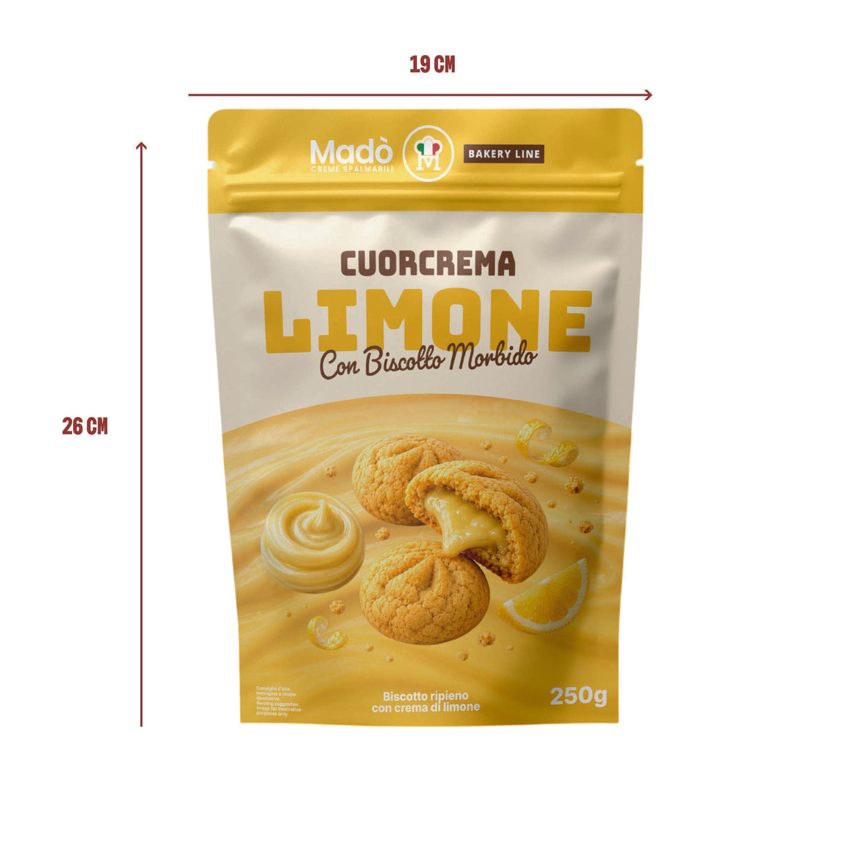 Cuorcrema Limone – Biscotti ripieni di crema al limone 250 g - Madò Creme