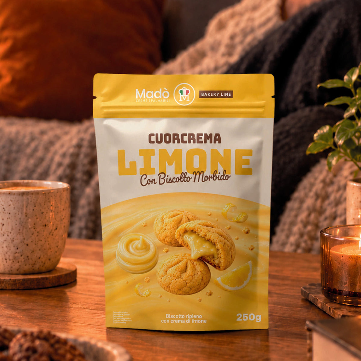 Cuorcrema Limone – Biscotti ripieni di crema al limone 250 g - Madò Creme
