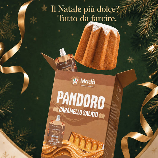 Pandoro Classico Madò con Bustina di Crema al Caramello Salato - Madò Creme