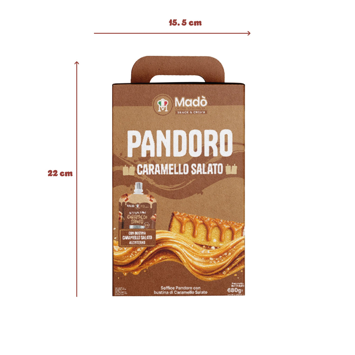 Pandoro Classico Madò con Bustina di Crema al Caramello Salato - Madò Creme