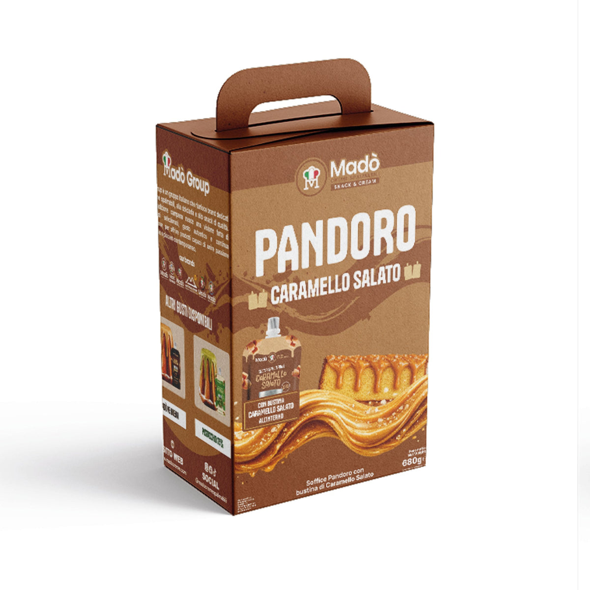 Pandoro Classico Madò con Bustina di Crema al Caramello Salato - Madò Creme