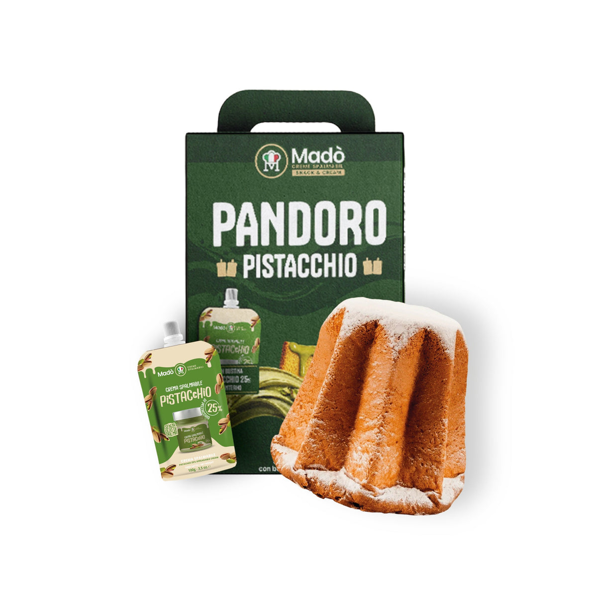 Pandoro Classico Madò con Bustina di Crema al Pistacchio - Madò Creme