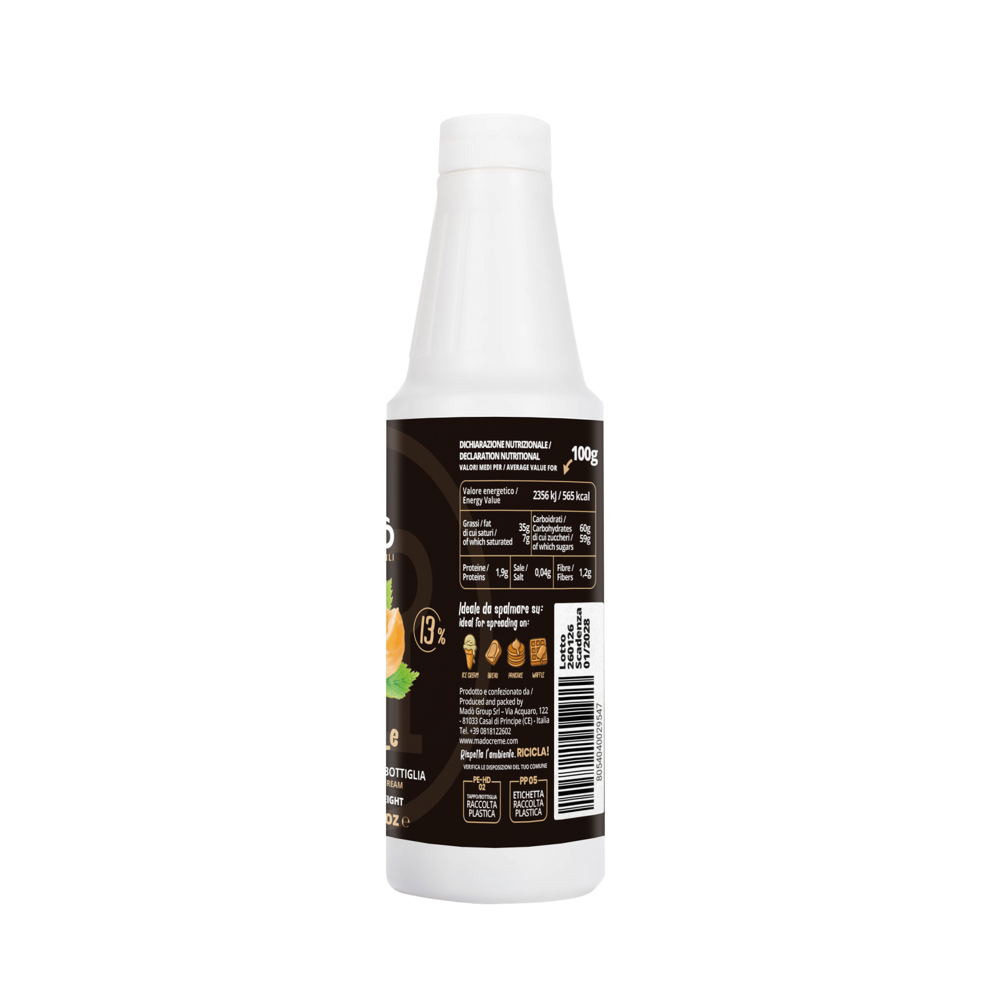 Topping di crema spalmabile "Nocciola" 13% - Madò Creme